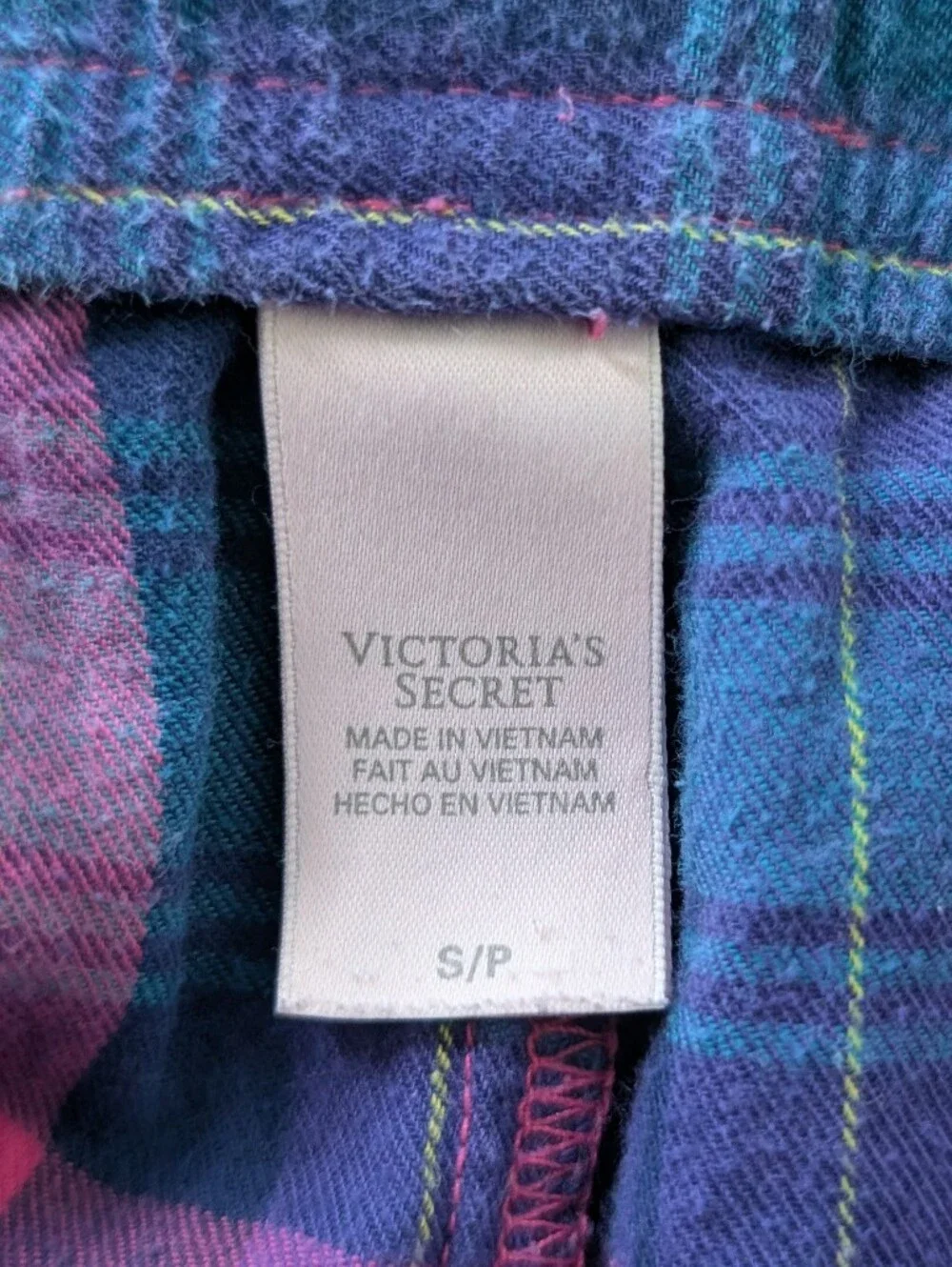 Victoria's Secret Pink & Blue Plaid Pajama Set Size Small